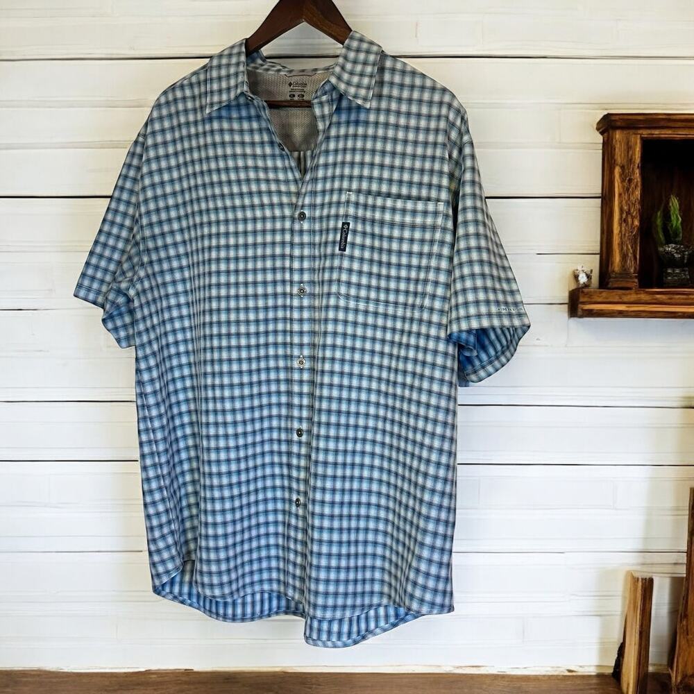 Columbia Dress Shirt-Blue Plaid-Size XL
